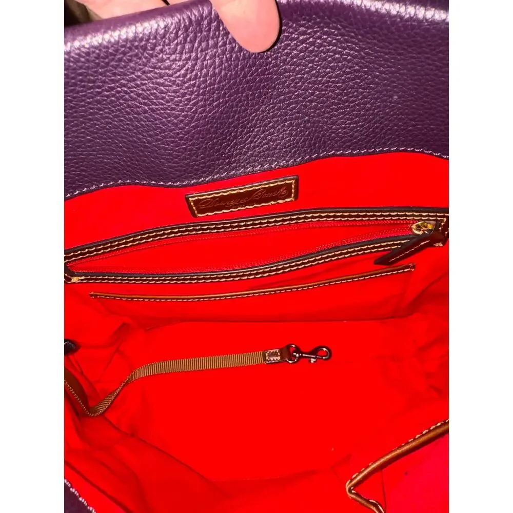 Stunning Dooney & Bourke eggplant purple pebble leather Derby tote handbag
